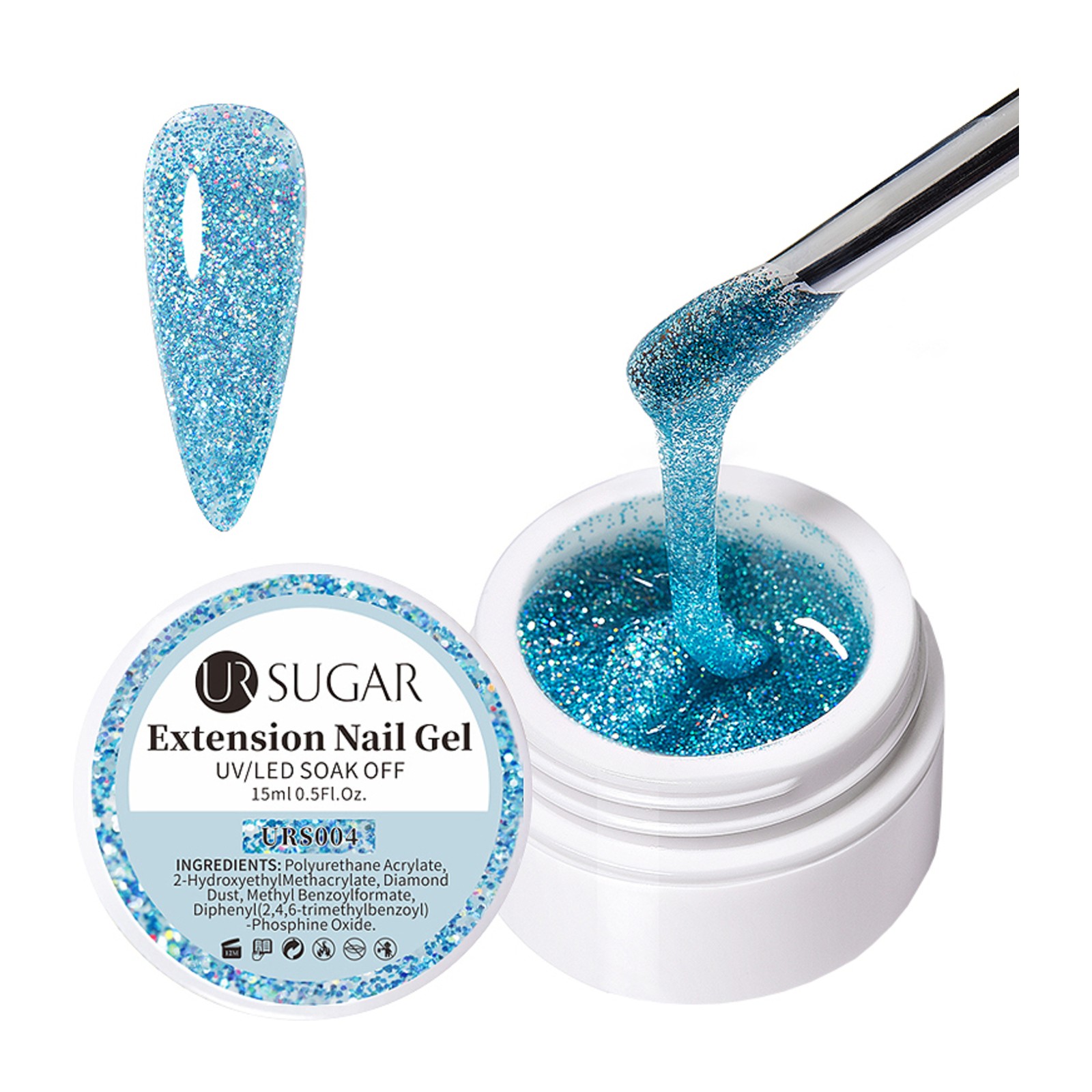 URSUGAR -  Glitter Hard Polygel -  URS004 -  15 ml